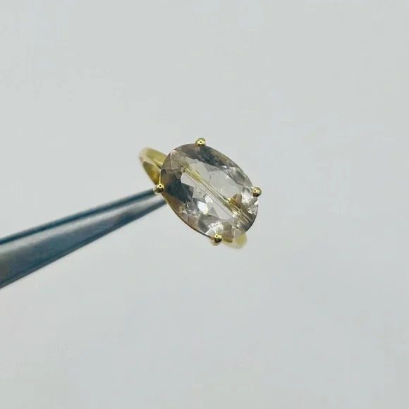 Natural Rutile Ring 18k Gold Plated 925 Sterling Silver - Picture 1 of 3